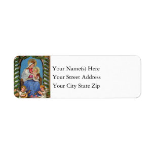 Christmas Nativity Mary Baby Jesus Angels Return Address Label