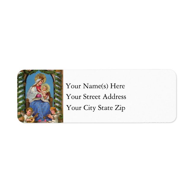 Christmas Nativity Mary Baby Jesus Angels Return Address Label (Front)