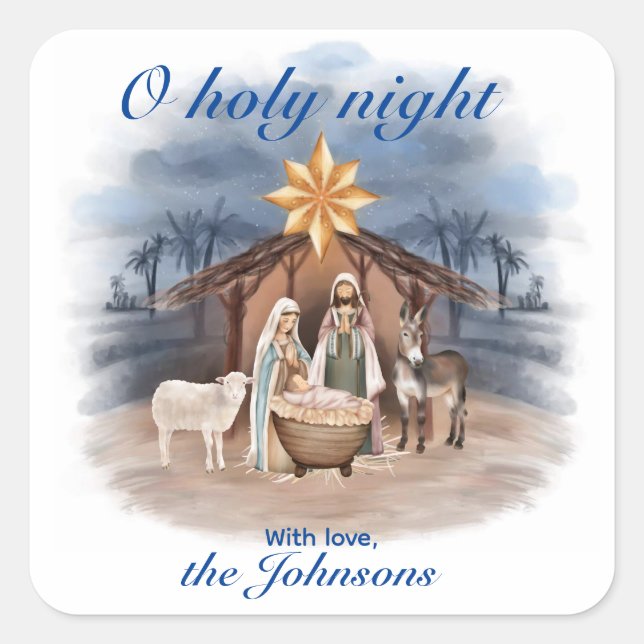 Christmas Nativity O holy night  Square Sticker (Front)