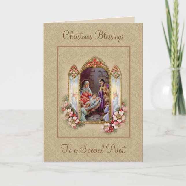 Christmas Nativity of Jesus Vintage Religious Holiday Card (Front)