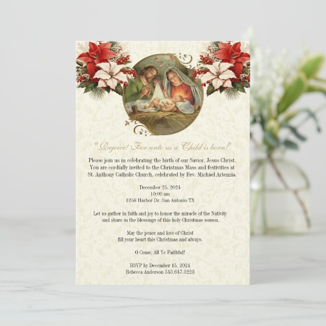 Christmas Nativity Party Celebration Religous Invitation (Standing Front)