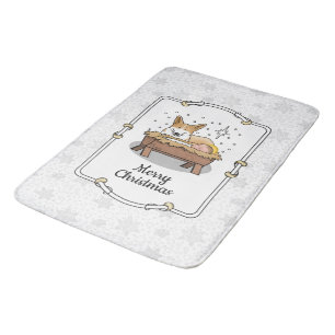 Christmas Nativity Pembroke Welsh Corgi (red1) Fun Bath Mat