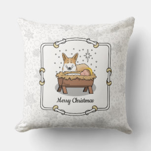 Christmas Nativity Pembroke Welsh Corgi (red1) Fun Cushion