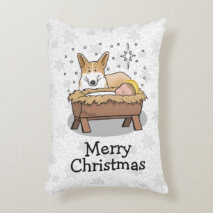 Christmas Nativity Pembroke Welsh Corgi (red1) Fun Decorative Cushion