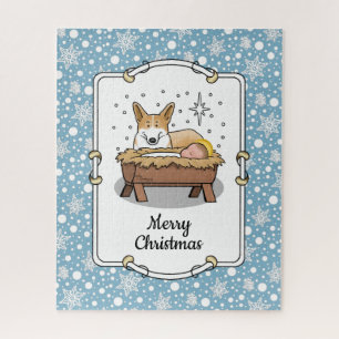 Christmas Nativity Pembroke Welsh Corgi (red1) Fun Jigsaw Puzzle