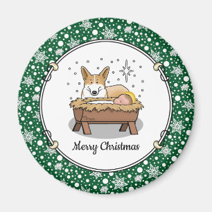 Christmas Nativity Pembroke Welsh Corgi (red1) Fun Magnet