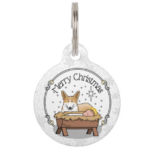 Christmas Nativity Pembroke Welsh Corgi (red1) Fun Pet Tag