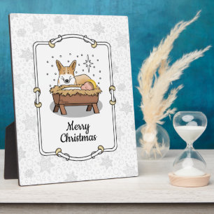 Christmas Nativity Pembroke Welsh Corgi (red1) Fun Plaque