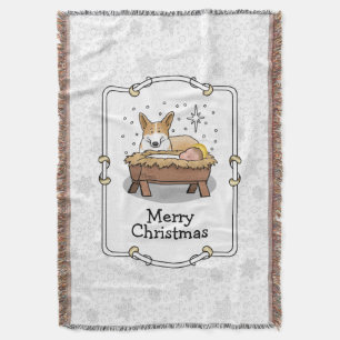 Christmas Nativity Pembroke Welsh Corgi (red1) Fun Throw Blanket