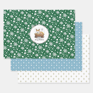 Christmas Nativity Pembroke Welsh Corgi (red1) Fun Wrapping Paper Sheet