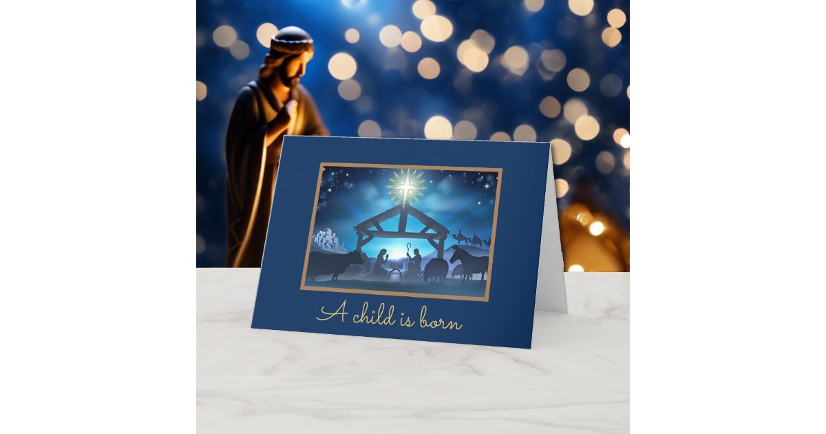 Nativity With Message Christmas Nativity Religious Add YOUR Message Holiday Card | Zazzle