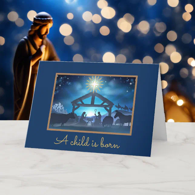 Nativity With Message Christmas Nativity Religious Add YOUR Message Holiday Card | Zazzle