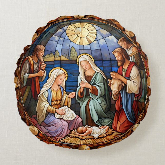 Christmas Nativity  Round Cushion (Front)