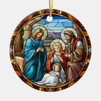 Christmas Nativity Scene Ceramic Ornament