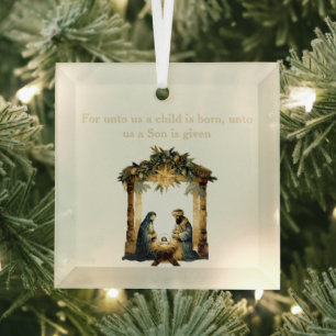 Christmas Nativity Scene Custom Glass Tree Decoration