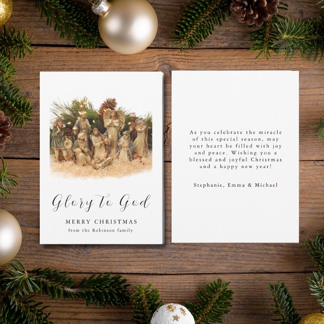 Christmas Nativity Scene Glory to God Christian Holiday Card (Creator Uploaded)