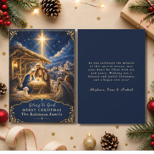 Christmas Nativity Scene Glory to God Christian Holiday Card