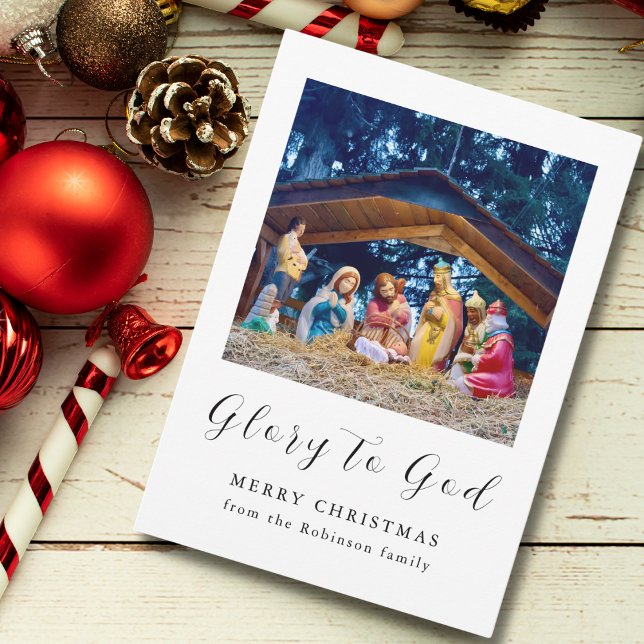 Christmas Nativity Scene Glory to God Holiday Card (Creator Uploaded)