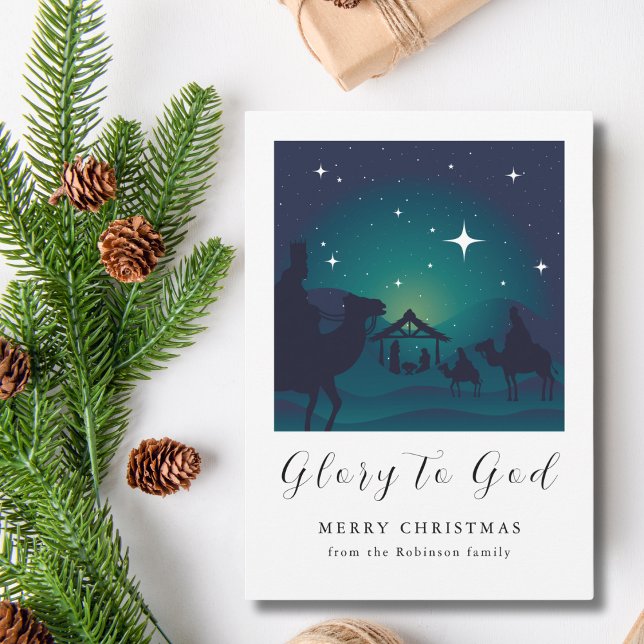 Christmas Nativity Scene Glory to God Holiday Card (Creator Uploaded)
