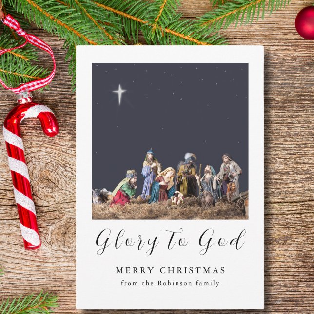 Christmas Nativity Scene Glory to God Holiday Card (Creator Uploaded)