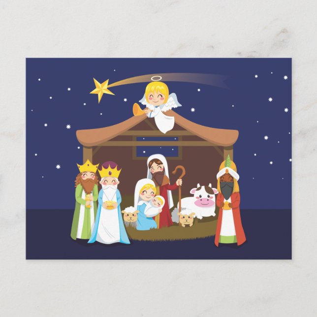Christmas Nativity Scene Holiday Postcard (Front)