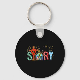 Christmas Nativity Scene Jesus Cross True Story Xm Key Ring