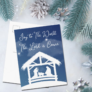 Christmas Nativity Scene Joy to the World Holiday Postcard