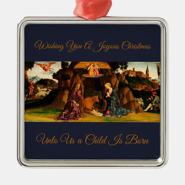 Christmas Nativity Scene of the Holy Family  Metal Ornament (Front)