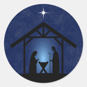 Christmas Nativity Scene Religious Classic Round Sticker