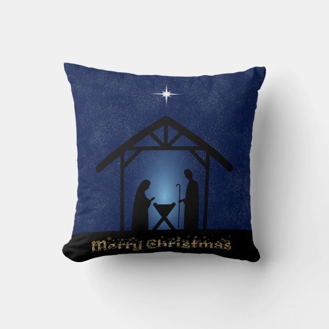 Christmas Nativity Scene Religious Cushion (Front)