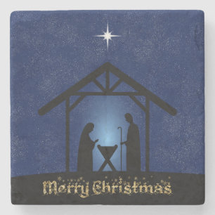 Christmas Nativity Scene Religious Stone Coaster
