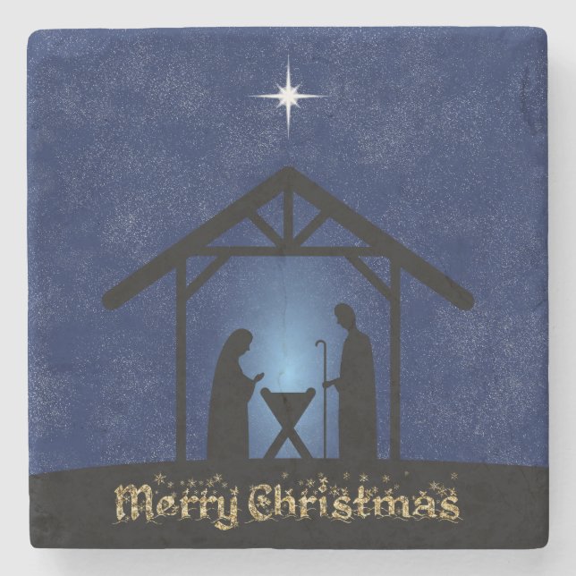 Christmas Nativity Scene Religious Stone Coaster (Front)