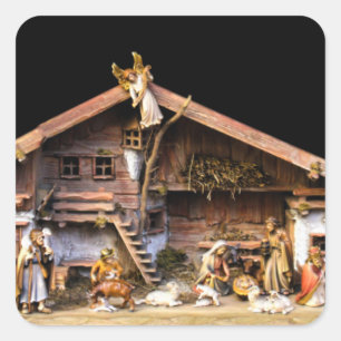 Christmas Nativity Scene Square Sticker