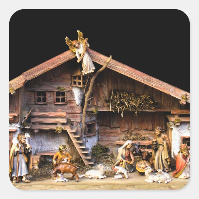Christmas Nativity Scene Square Sticker (Front)