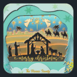 Christmas Nativity Scene stock illustration Square Sticker<br><div class="desc">I designing Merry Christmas, Baby Jesus Nativity Scene illustrations. With great joy and attention to detail, The Nativity scene, ensuring that each element contributes to the overall message of hope, love, and celebration. From the humble stable and the manger where baby Jesus lay, to the adoring figures of Mary and...</div>