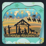 Christmas Nativity Scene stock illustration Square Sticker<br><div class="desc">I designing Merry Christmas, Baby Jesus Nativity Scene illustrations. With great joy and attention to detail, The Nativity scene, ensuring that each element contributes to the overall message of hope, love, and celebration. From the humble stable and the manger where baby Jesus lay, to the adoring figures of Mary and...</div>