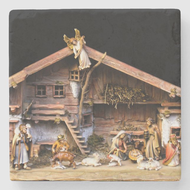 Christmas Nativity Scene Stone Coaster (Front)