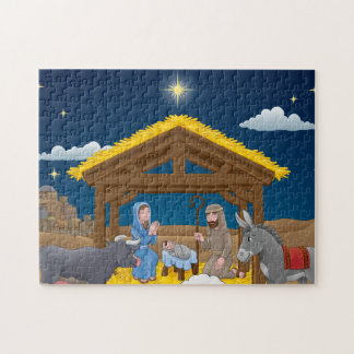 Christmas Nativity Scene with Baby Jesus Jigsaw Puzzle