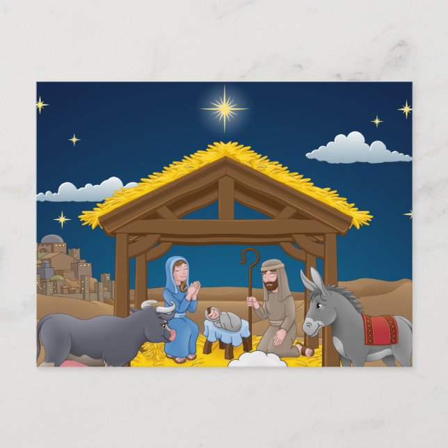 Christmas Nativity Scene with Baby Jesus Postcard (Front)