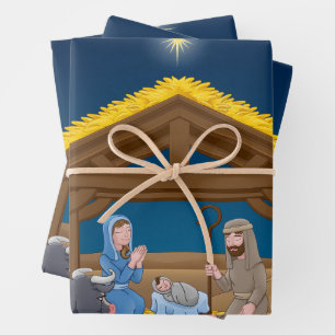 Christmas Nativity Scene with Baby Jesus   Wrapping Paper Sheet