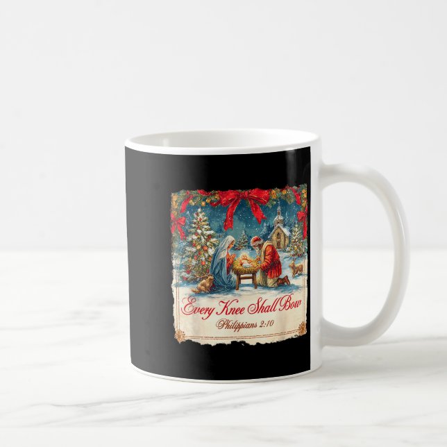 Christmas Nativity Scene Xmas Every Knee Shall Bow Coffee Mug (Right)