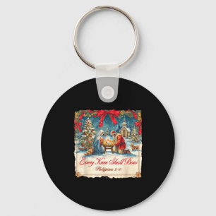 Christmas Nativity Scene Xmas Every Knee Shall Bow Key Ring