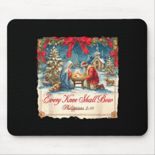 Christmas Nativity Scene Xmas Every Knee Shall Bow Mouse Pad