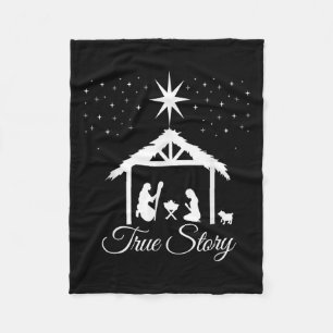 Christmas Nativity Shirt True Story Nativity Scene Fleece Blanket