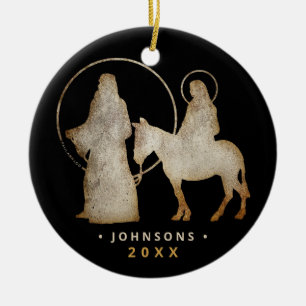 Christmas Nativity Silhouette Ceramic Ornament