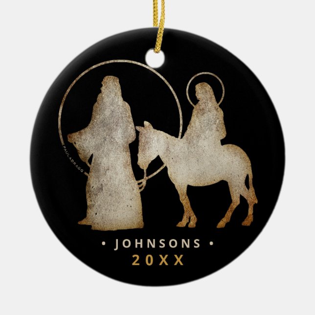 Christmas Nativity Silhouette Ceramic Ornament (Front)