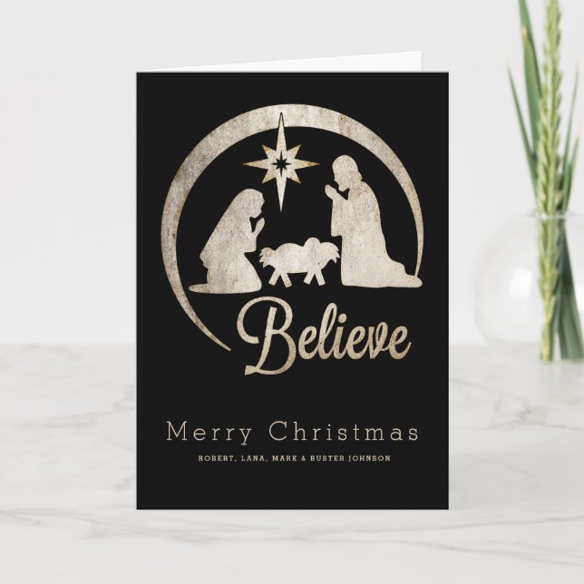 Christmas Nativity Silhouette Holiday Card (Front)