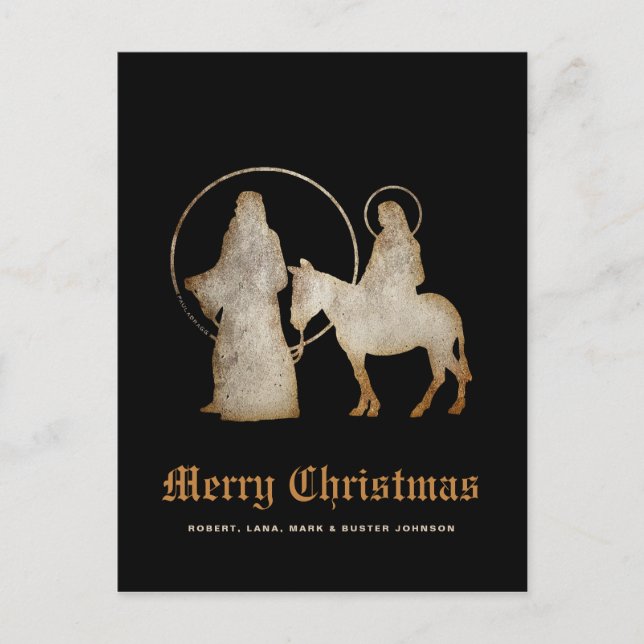 Christmas Nativity Silhouette Holiday Postcard (Front)