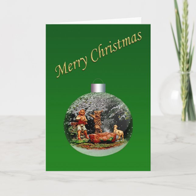 Christmas Nativity Sphere Scene Customisable Card (Front)
