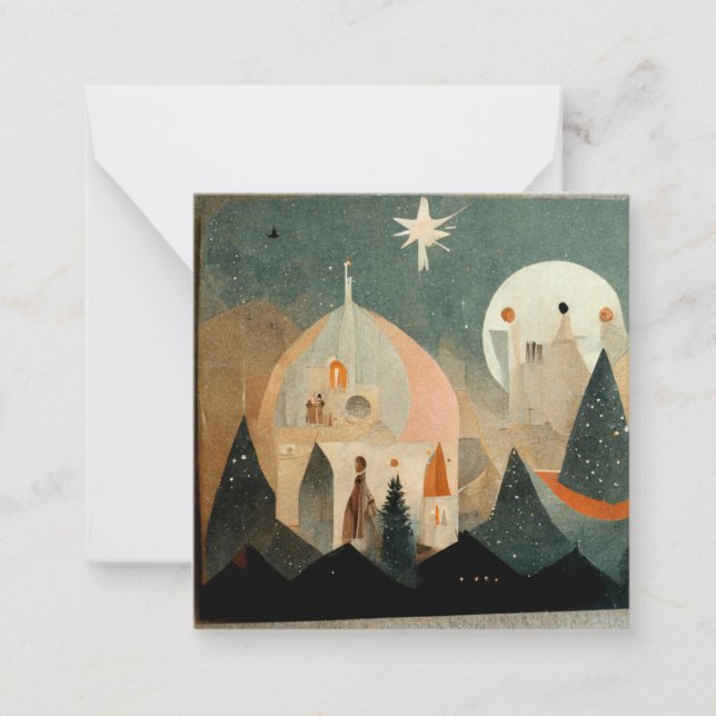 Christmas Nativity Square Flat Note Card 01 (Front)